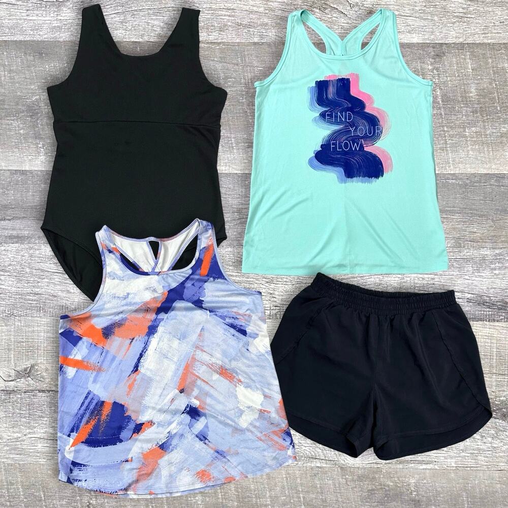 DSG All In Motion Athletic Bundle Girls XL Shorts / Bodysuit / 2X Racerback Tank